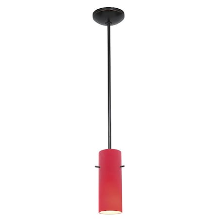 Access Lighting Cylinder, Pendant, Oil Rubbed Bronze Finish, Red Glass 28030-1R-ORB/RED